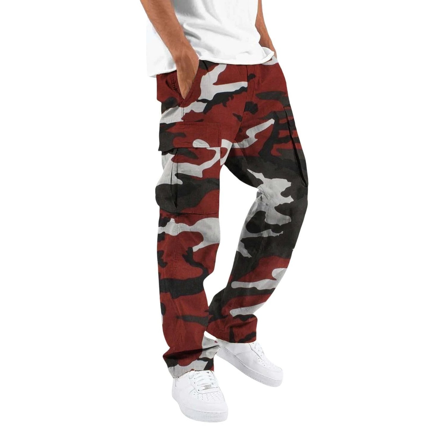 Monos de camuflaje de moda para hombre, estampados, para exteriores, rectos, con cuerda, ropa para hombre, pantalones casuales para hombre