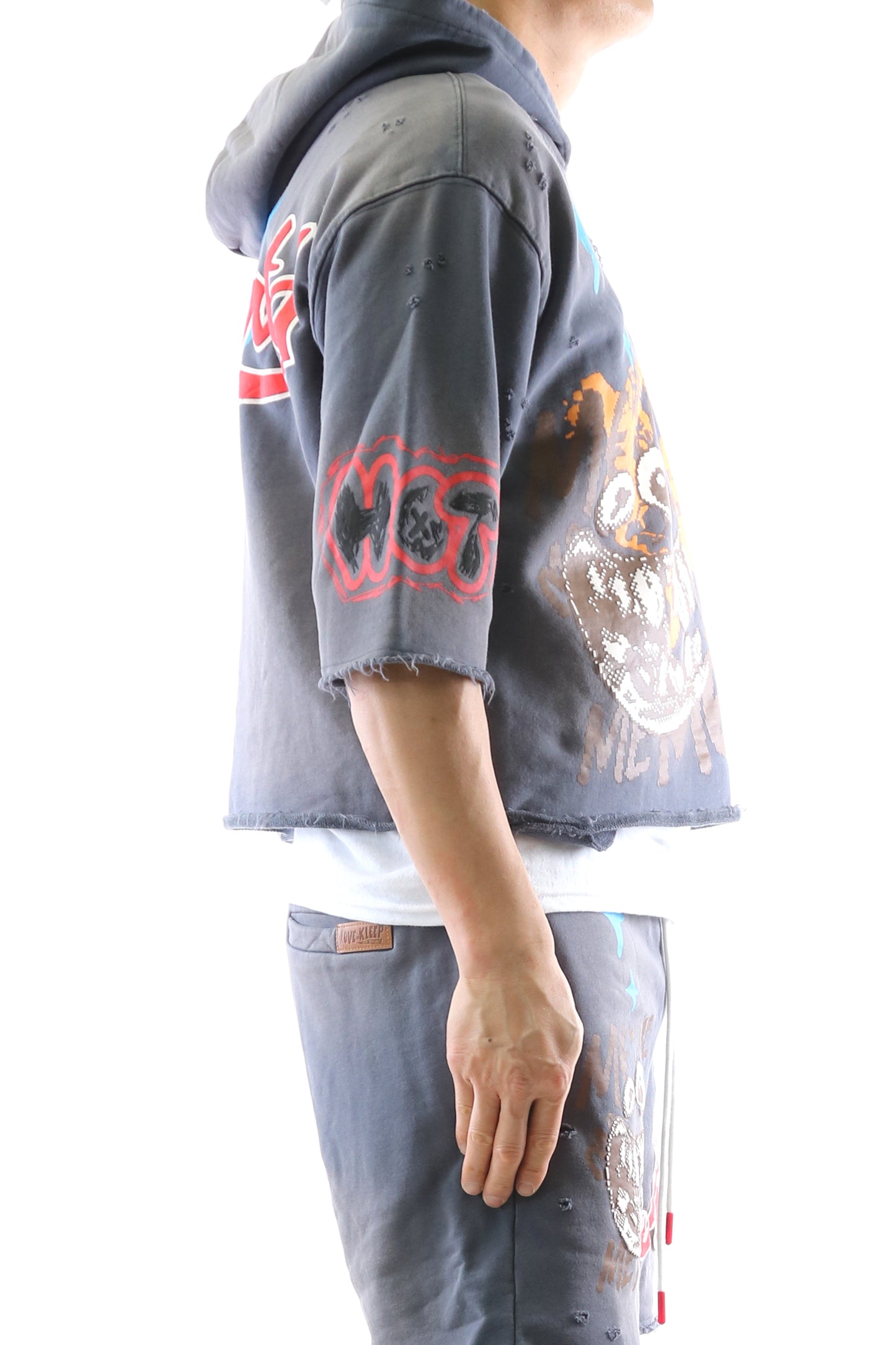 Sudadera con capucha y top corto de manga 3/4 de felpa francesa PORTER