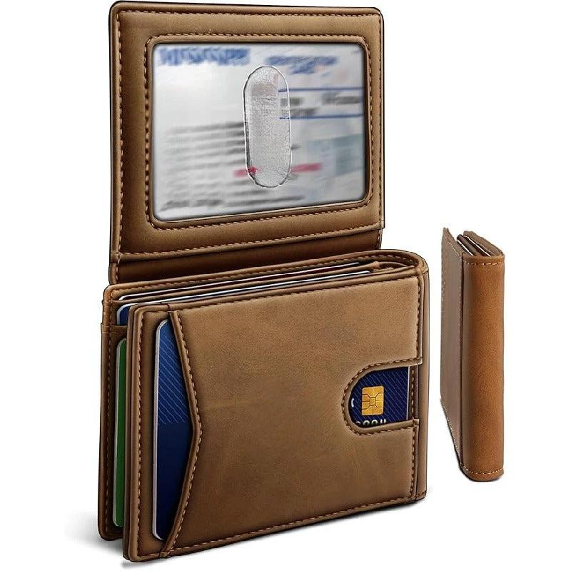Tarjetero retro antirrobo multifuncional con múltiples ranuras para tarjetas para hombre