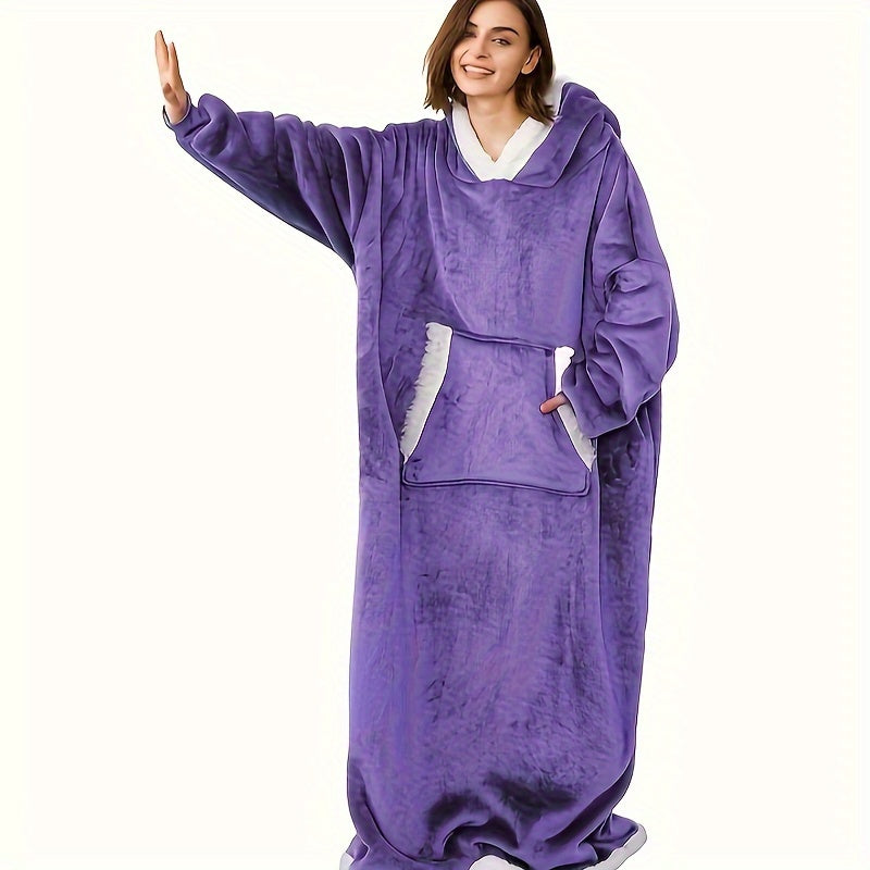 Manta con capucha acogedora y portátil, suave forro polar sherpa, bolsillos grandes, cinturón ajustable, regalo de invierno cálido para mujeres, hombres, novias y mamás. Perfecta para actividades en interiores y exteriores.