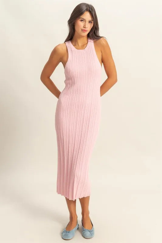 Vestido ajustado de punto acanalado con cuello redondo de HYFVE