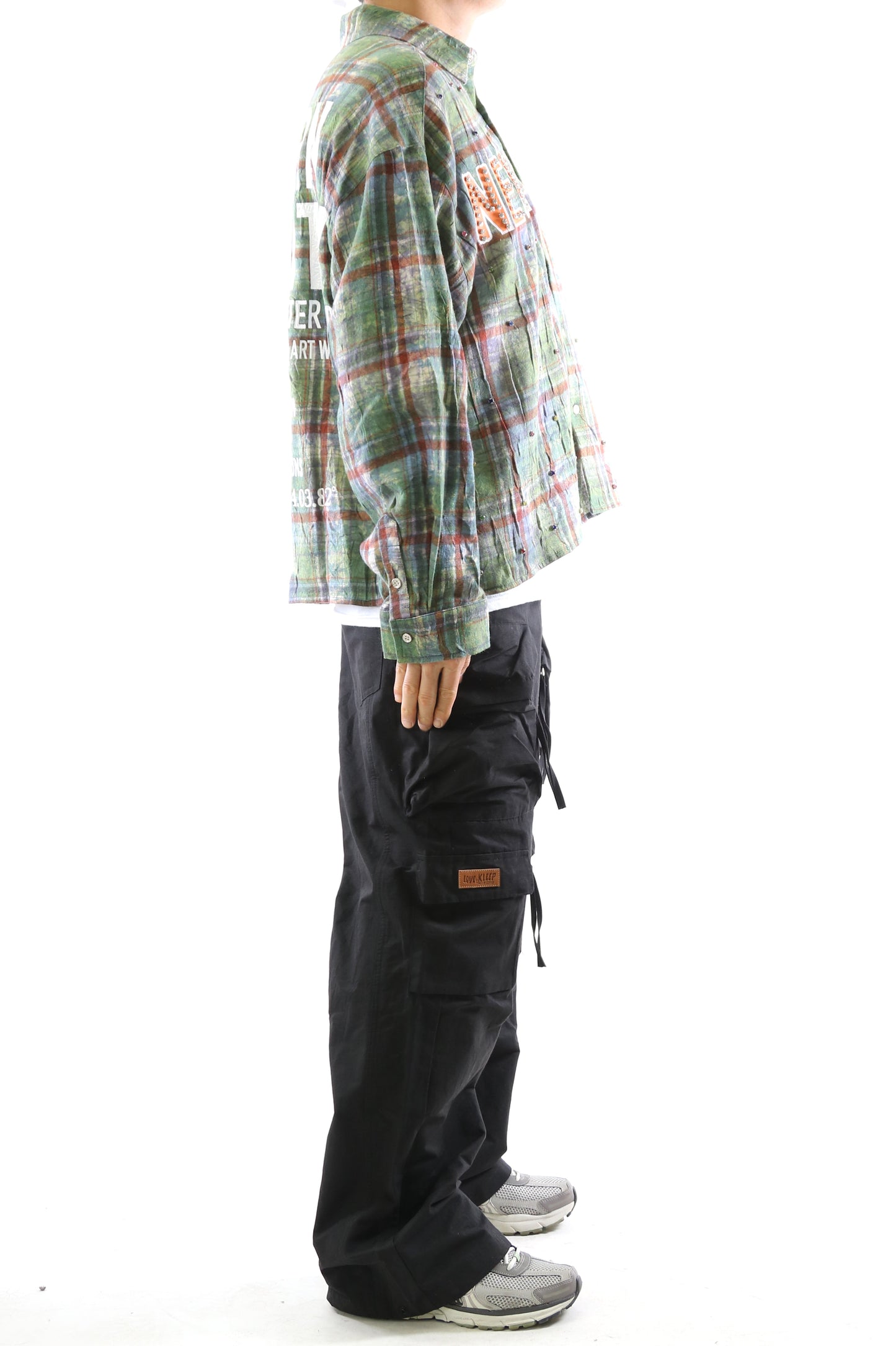 Camisa de manga larga de franela lavada tipo crop top con botones WELD