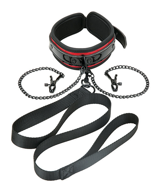 Collar y correa WhipSmart Heartbreaker - Negro/Rojo