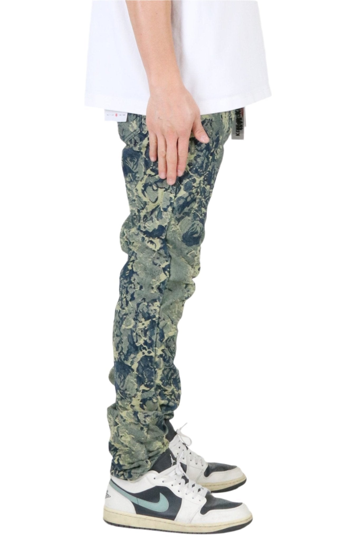 Pantalones vaqueros rectos y ajustados de jacquard premium para hombre de ROBIN