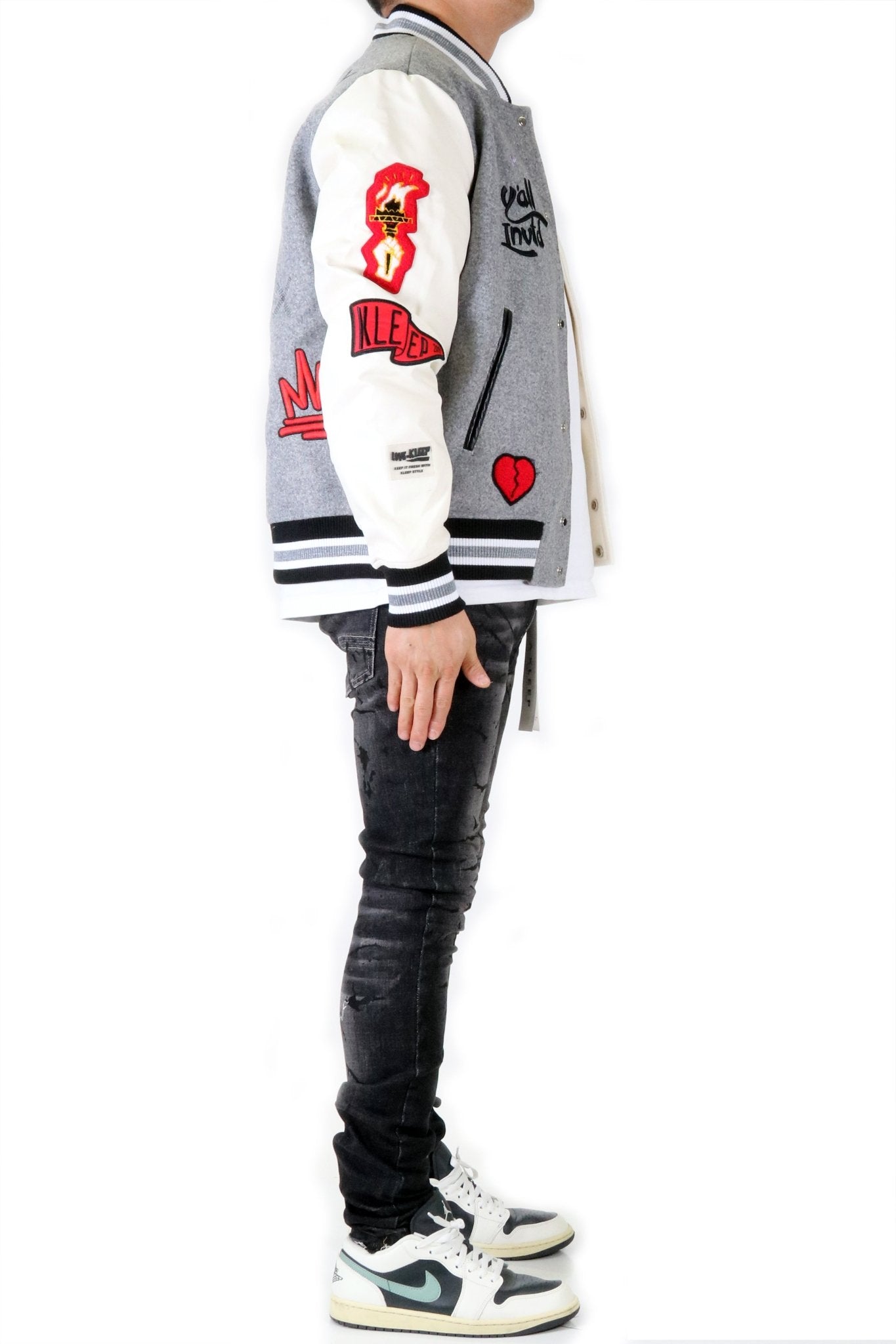 Chaqueta universitaria CAPELLA Melton Body con mangas de piel sintética para hombre