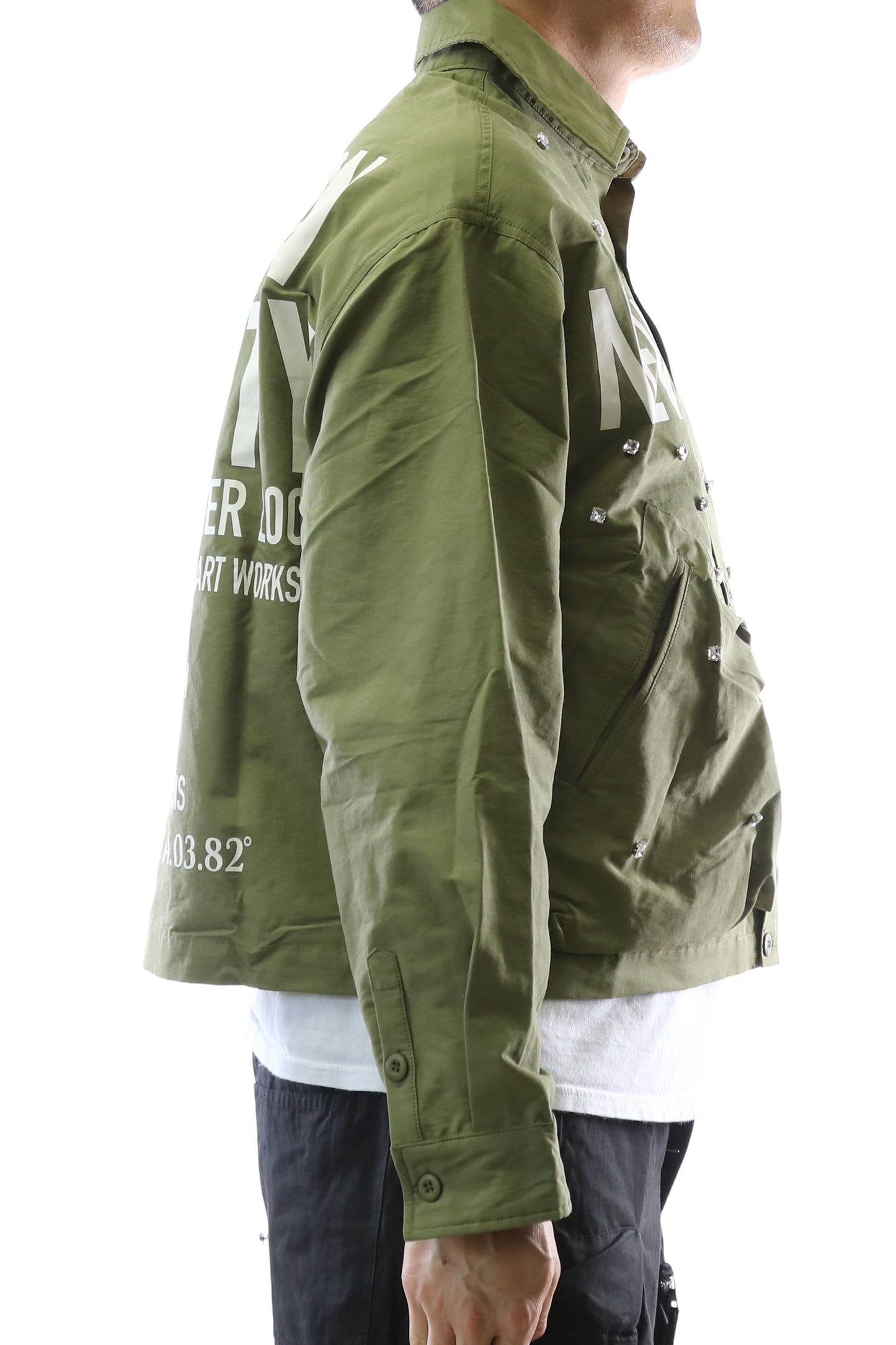 Chaqueta corta de nailon mezclado con sarga VONT