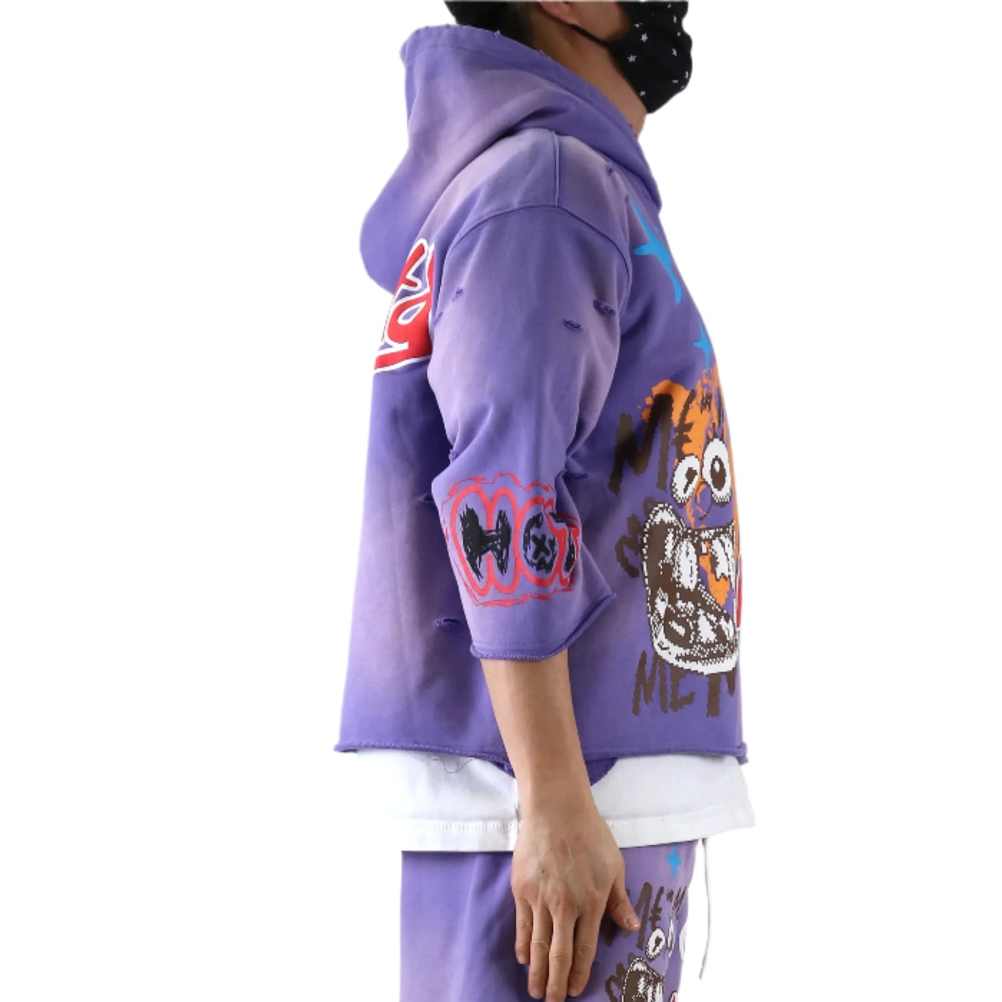 Sudadera con capucha y top corto de manga 3/4 de felpa francesa DIAZ