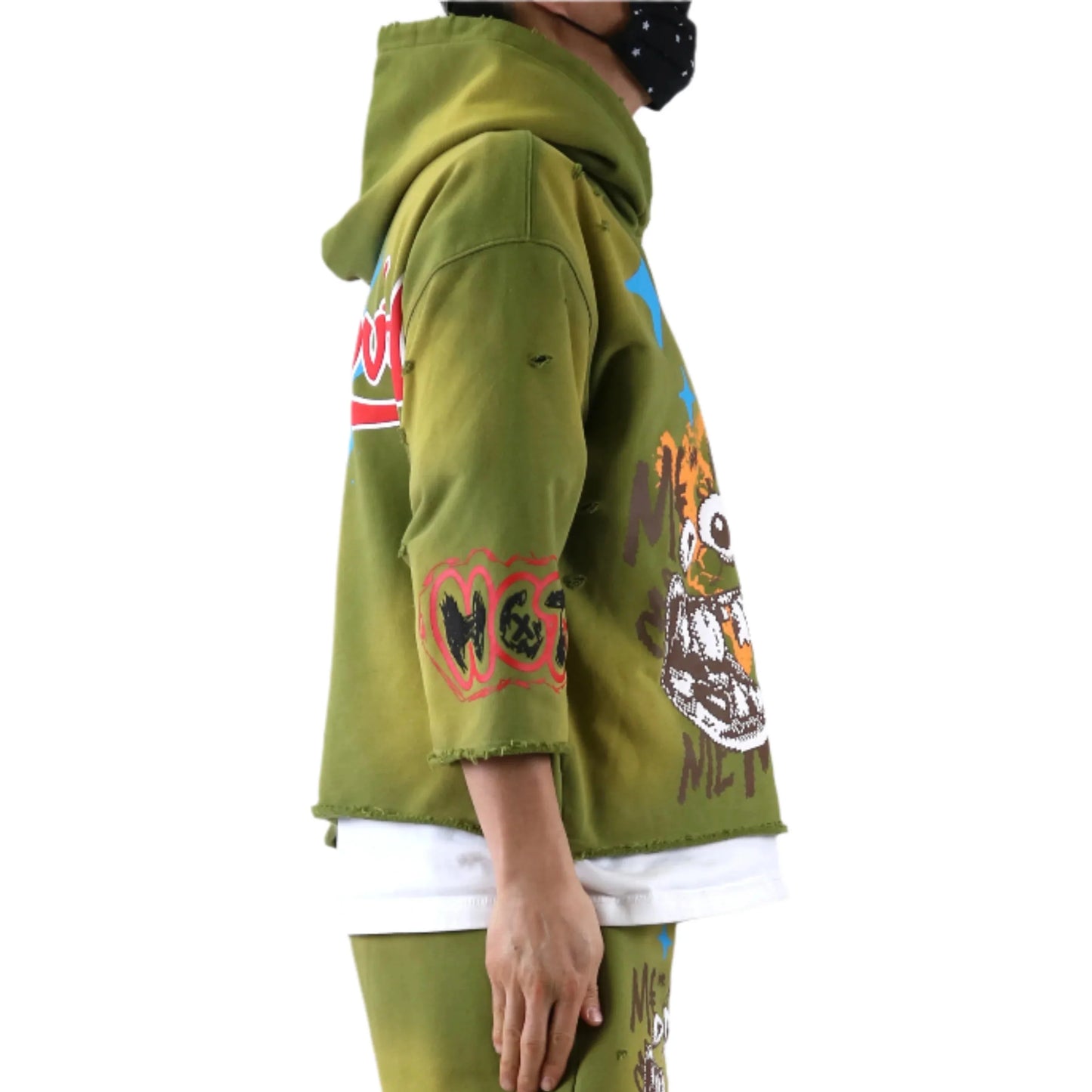 Sudadera con capucha y top corto de manga 3/4 de felpa francesa GARNIO