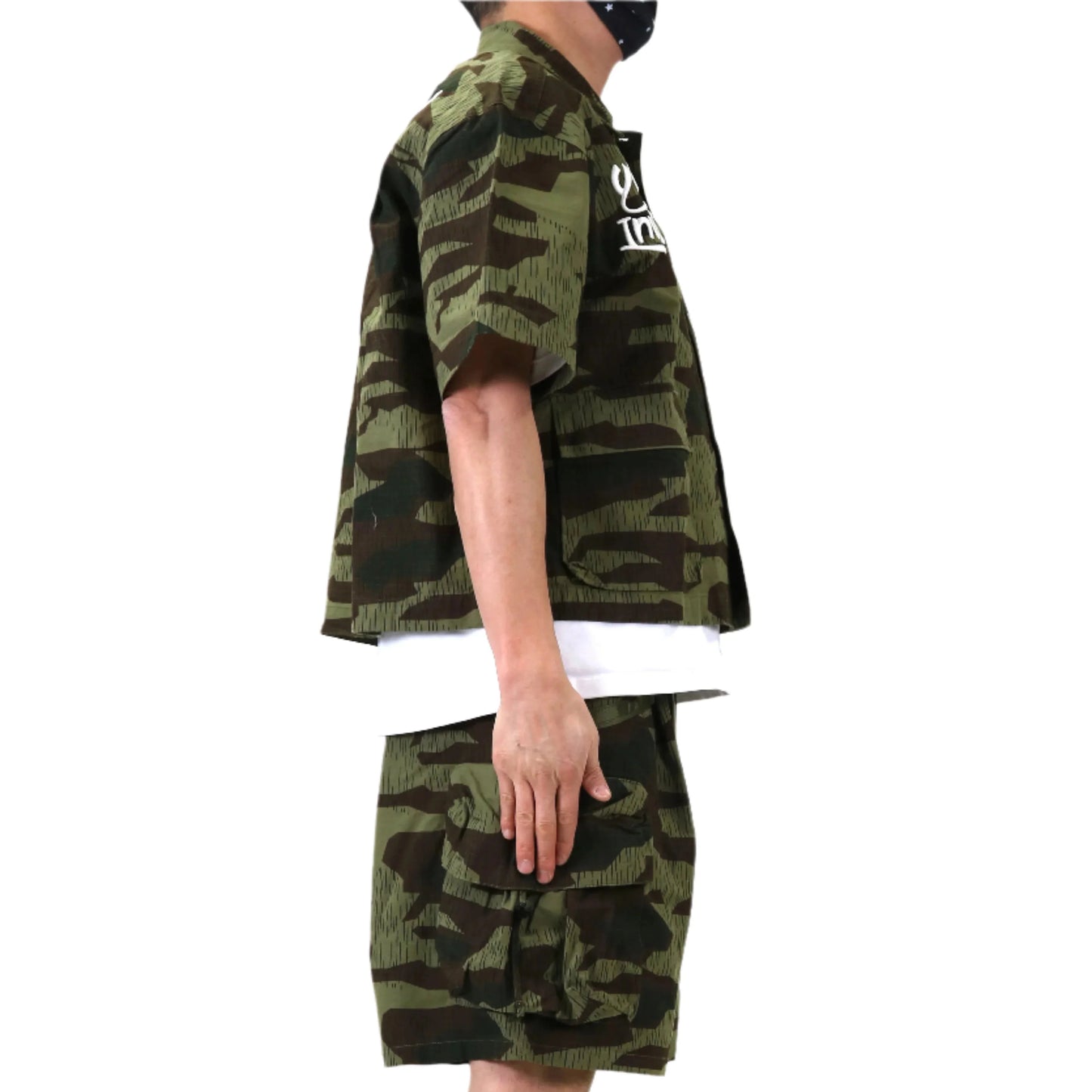 Camisa de manga corta con botones y corte cuadrado de sarga fina Ripstop EFFEST