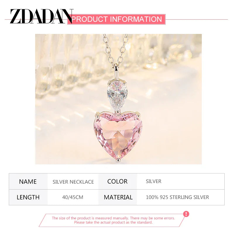 Collar con Colgante de Corazón de Circonita Rosa