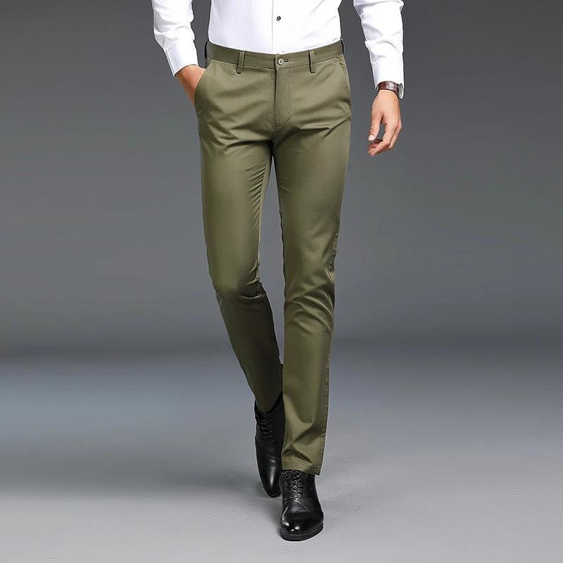 Pantalones de corte entallado informales de negocios para hombre que no requieren planchado