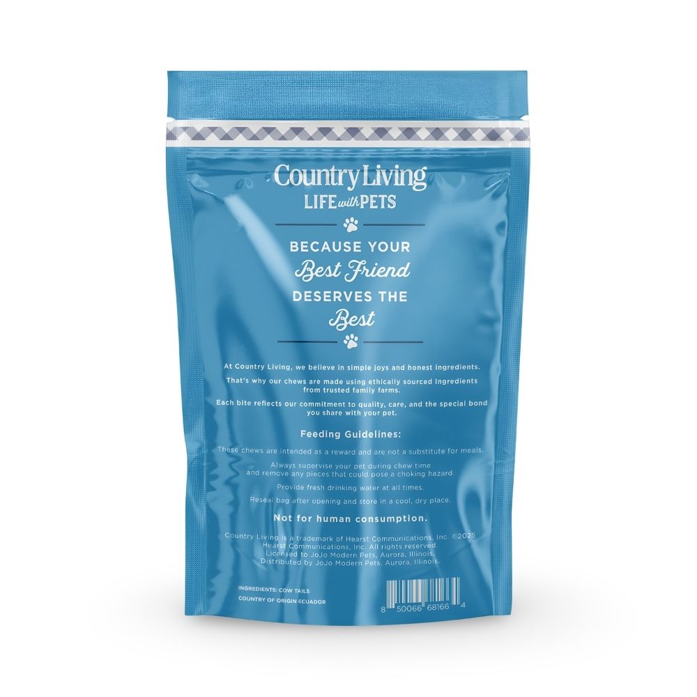 Country Living - Masticables para perros Cow Tails de 5”-7” (bolsa de 10 unidades) - Totalmente naturales, de un solo ingrediente, masticables de carne de res de larga duración - Alto contenido proteico, sin cereales - Favorecen la salud dental