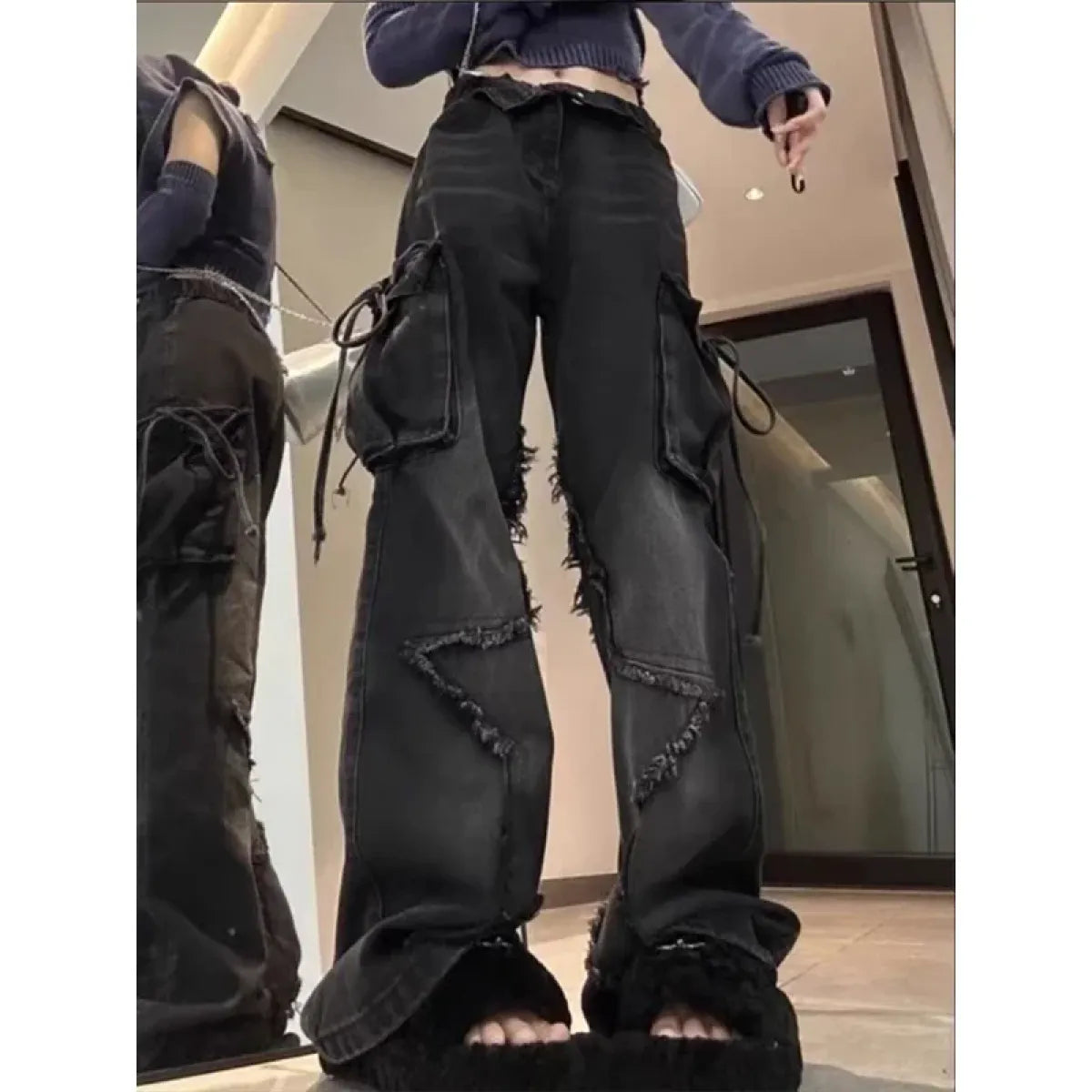 Vaqueros cargo holgados góticos – Pantalones grunge Harajuku Y2K