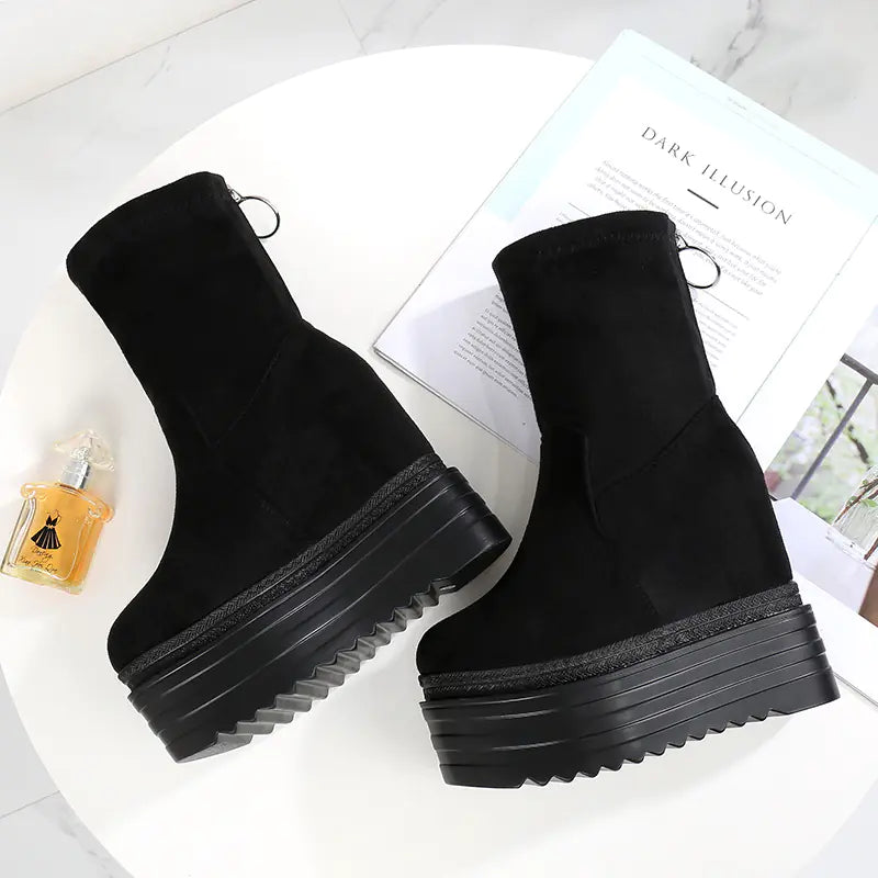 Botas Martin de tacón alto con estilo coreano chic