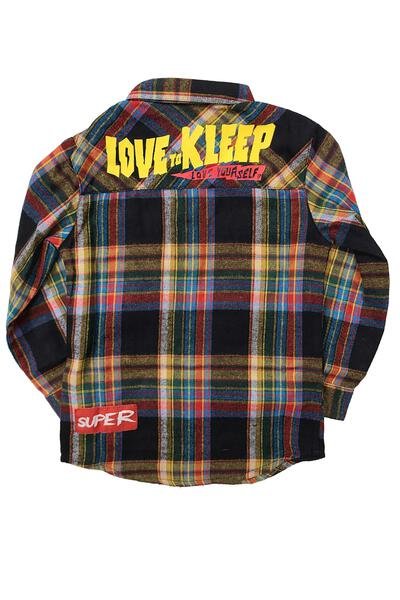 Camisa de franela premium con botones para niños MIKADO