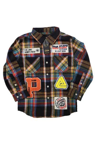 Camisa de franela premium con botones para niños MIKADO