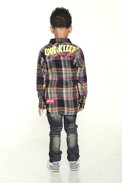 Camisa de franela premium con botones para niños MIKADO