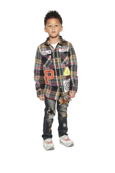 Camisa de franela premium con botones para niños MIKADO