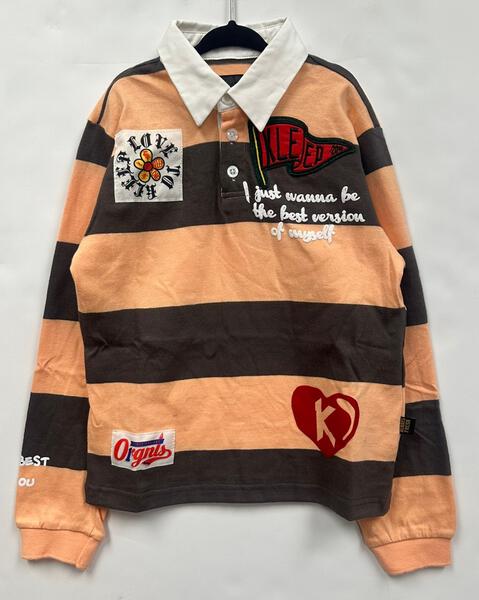 Polo de manga larga para niño SEPIA con estampados intensos y parches