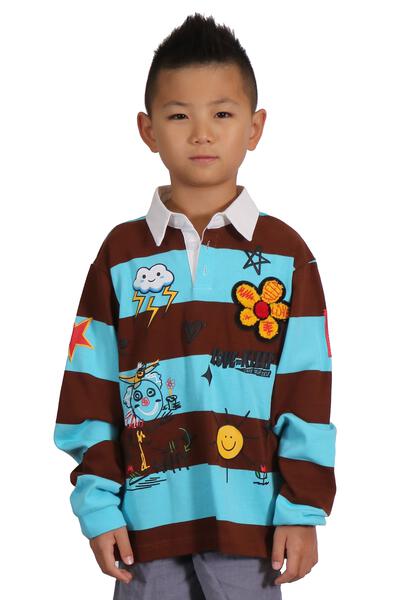 Polo de manga larga para niños JORDY con estampados intensos y parches