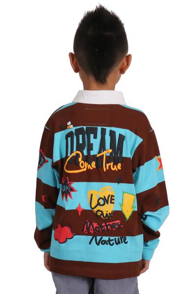 Polo de manga larga para niños JORDY con estampados intensos y parches