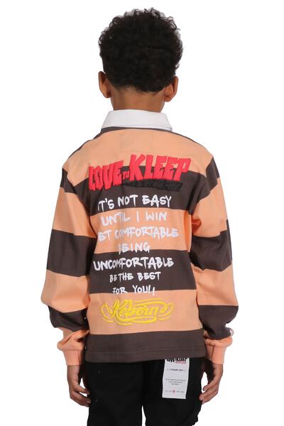 Polo de manga larga para niño SEPIA con estampados intensos y parches
