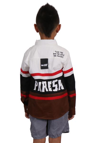 Camisa de sarga premium para niños TINSEL con bloques cortados multicolor