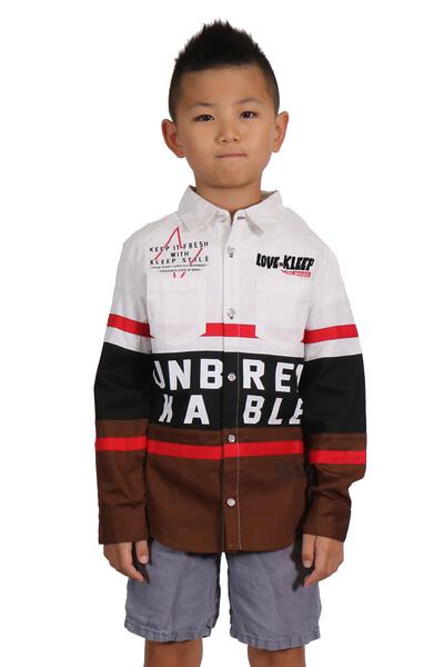 Camisa de sarga premium para niños TINSEL con bloques cortados multicolor
