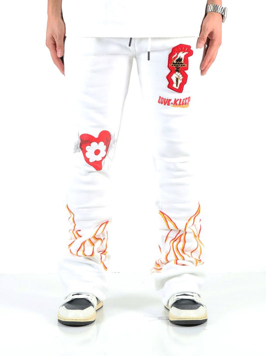 Pantalones acampanados ajustados con gráficos cepillados de peso pesado FROST