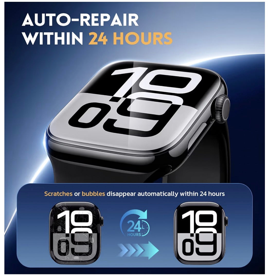 Protectores de pantalla de TPU para Apple Watch Series 9/8/7 (41 mm) – Paquete de 7 con funda transparente
