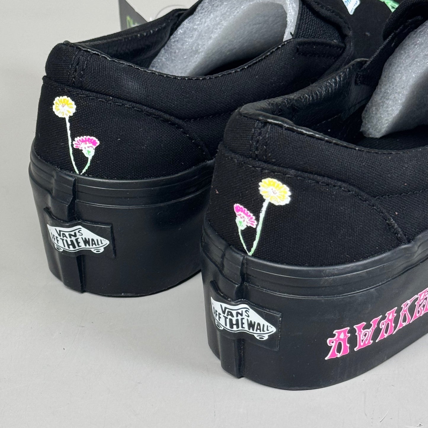 Zapatillas VANS Platform Awaken Desire con estampado que brillan en la oscuridad para hombre, talla 3.5, para mujer, talla 5, color negro