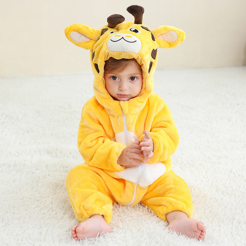 Mono de franela con diseño de animal para niños