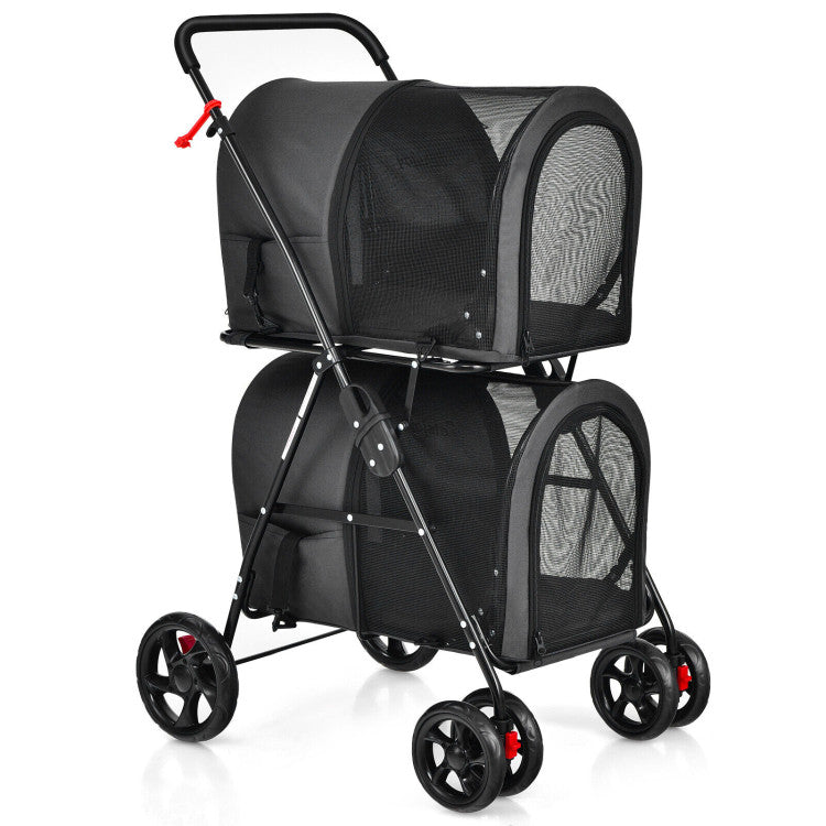 Cochecito doble para mascotas 4 en 1 con portabebés desmontable y carrito de viaje 