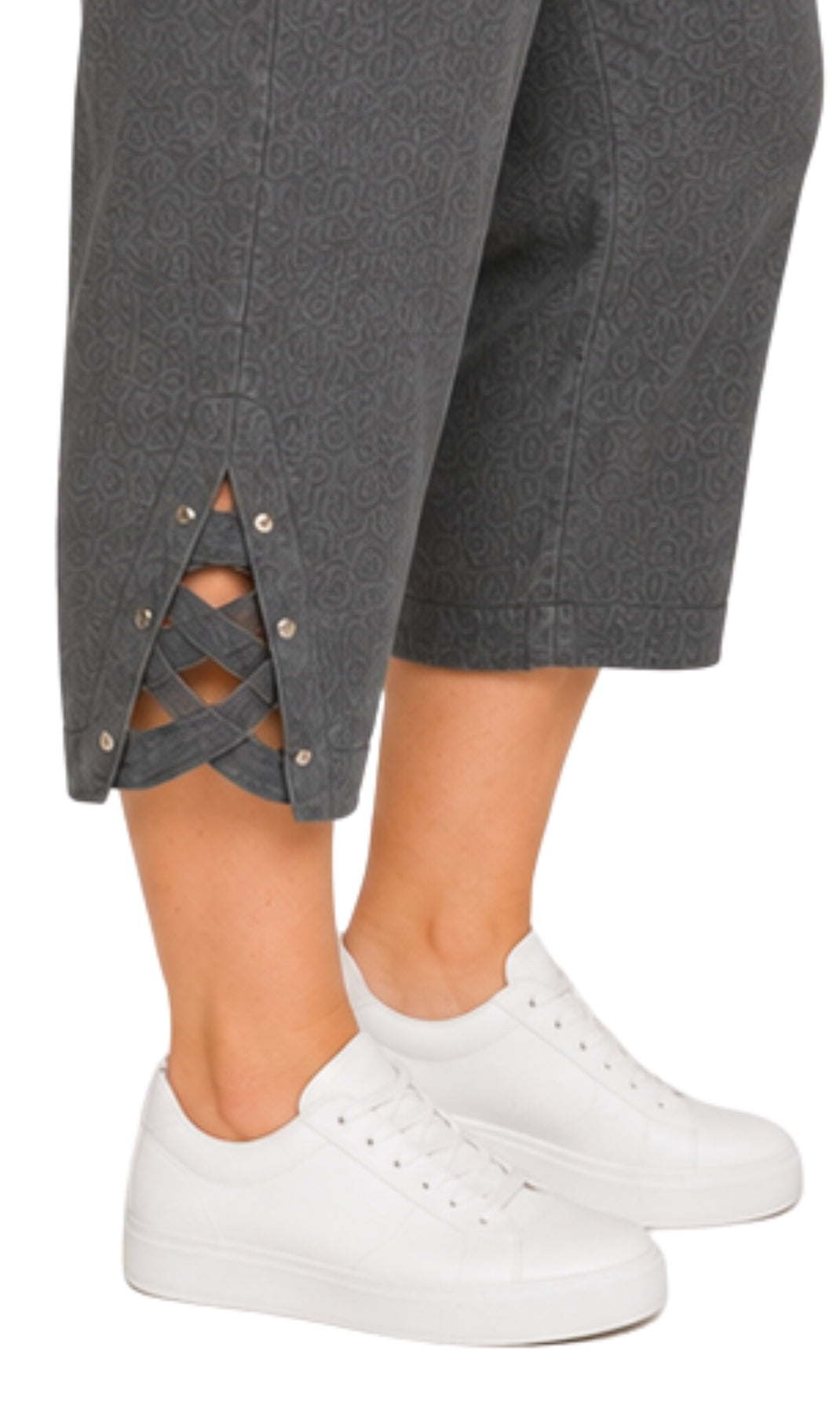 Women's Lightweight Capri Pants with Studded Hem Detail