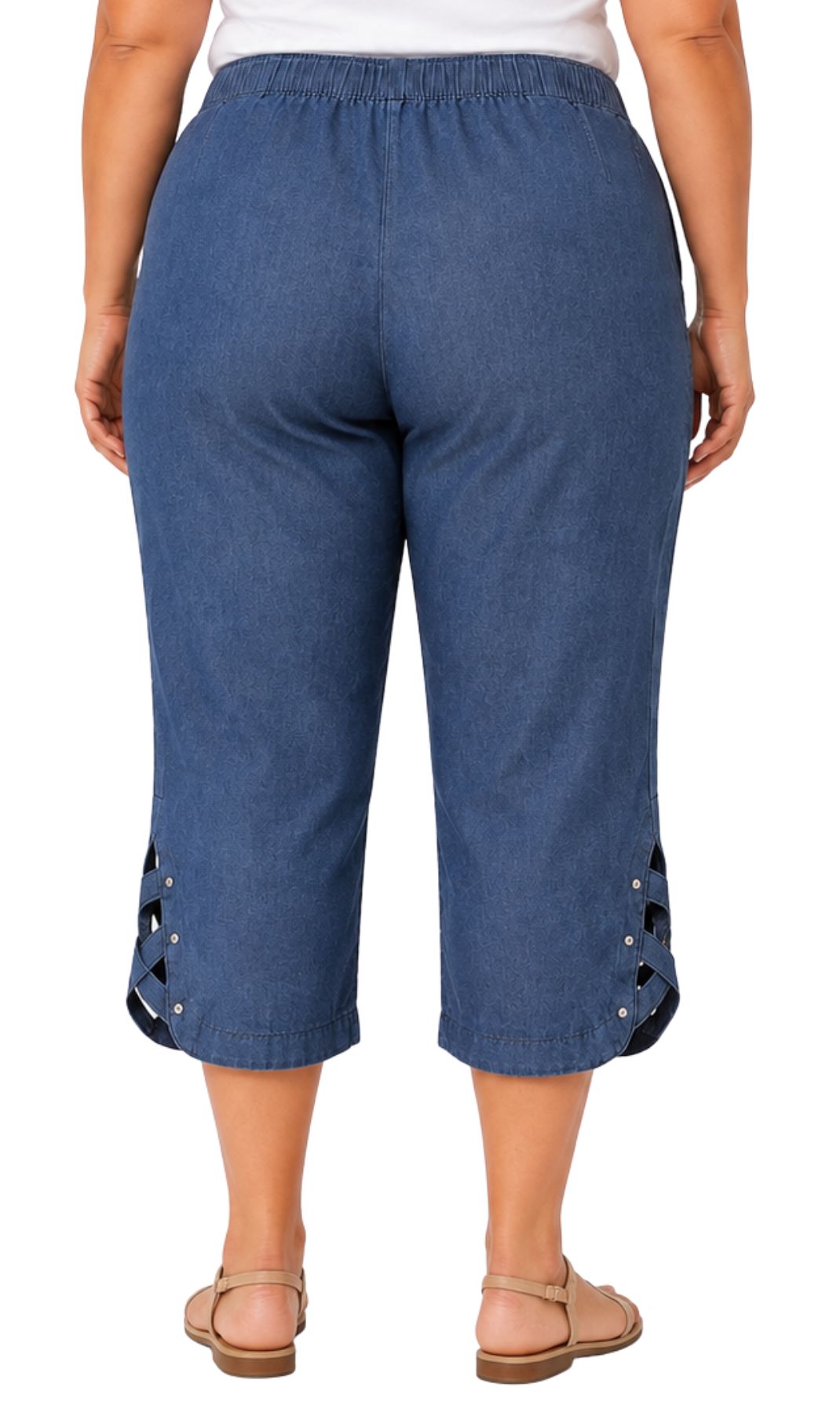 Women's Lightweight Capri Pants with Studded Hem Detail