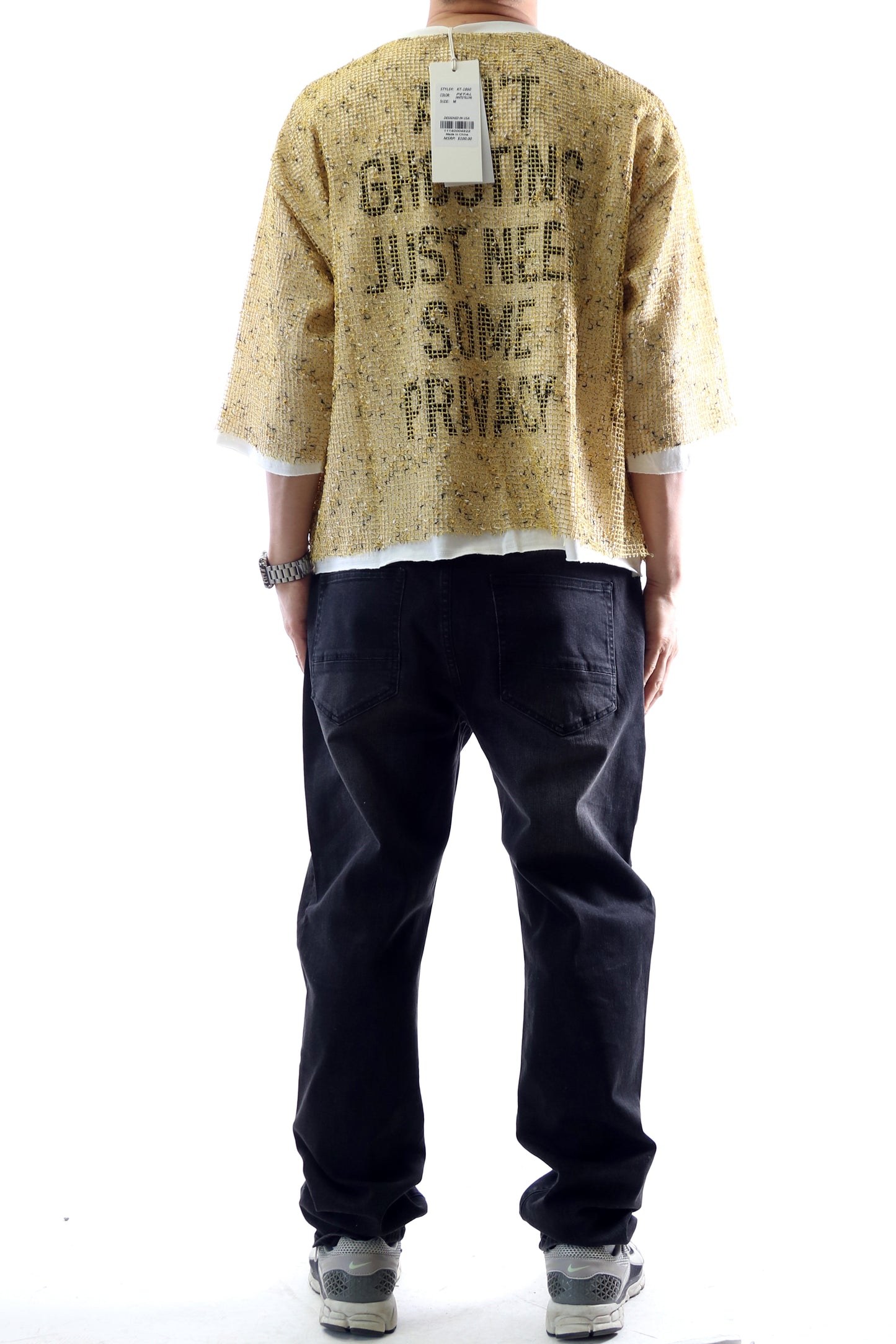 Camiseta corta de manga 3/4 con estampado de pétalos S/N 