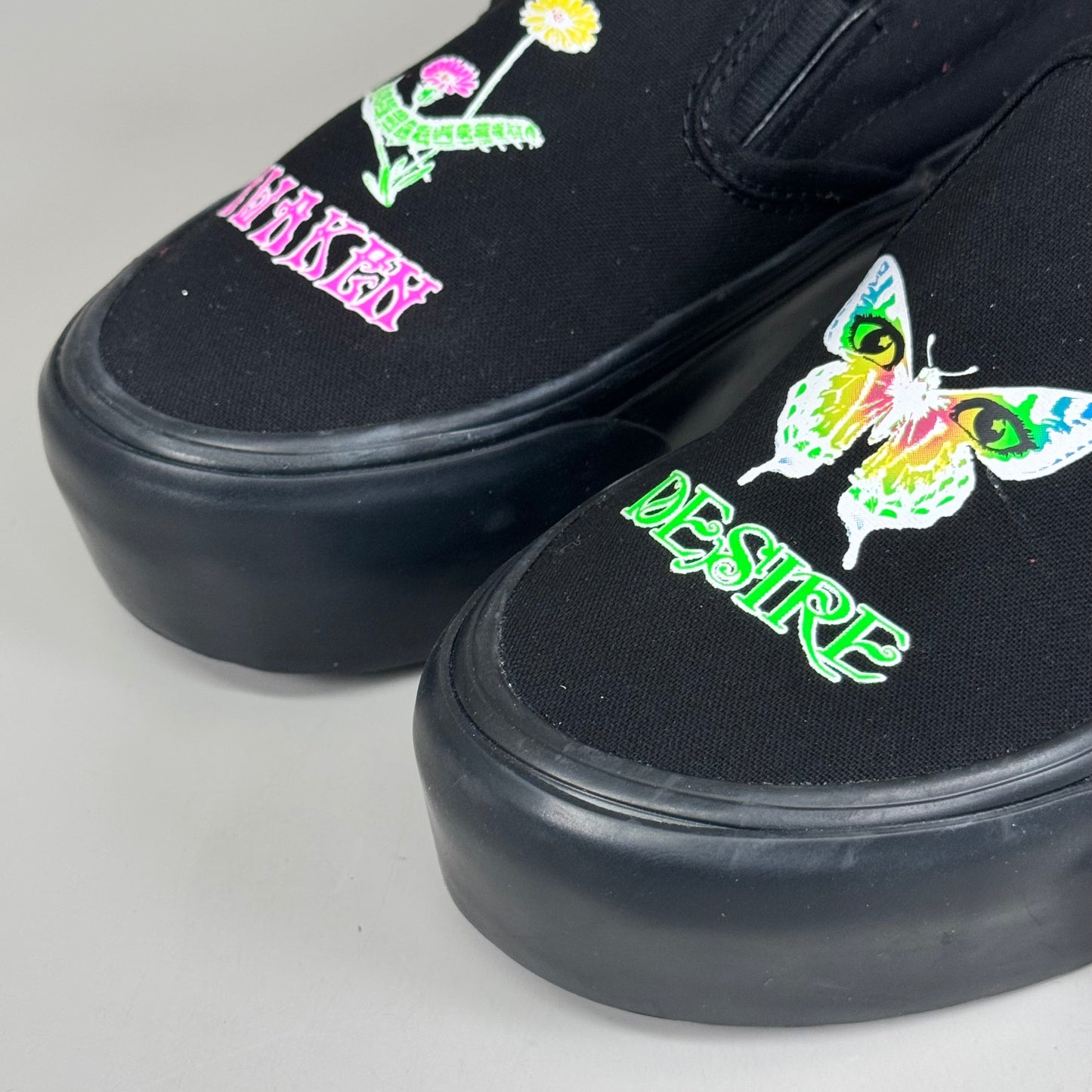 Zapatillas VANS Platform Awaken Desire con estampado que brillan en la oscuridad para hombre, talla 3.5, para mujer, talla 5, color negro