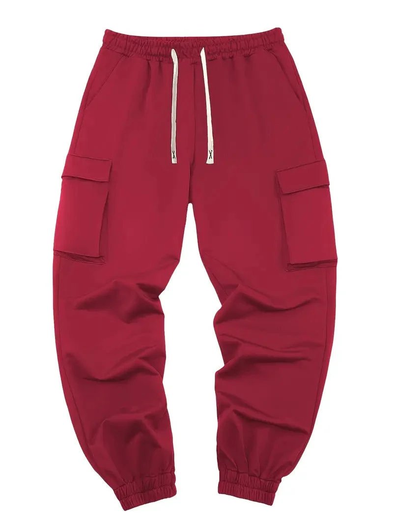 Pantalones de ocio ajustados con múltiples bolsillos para hombre