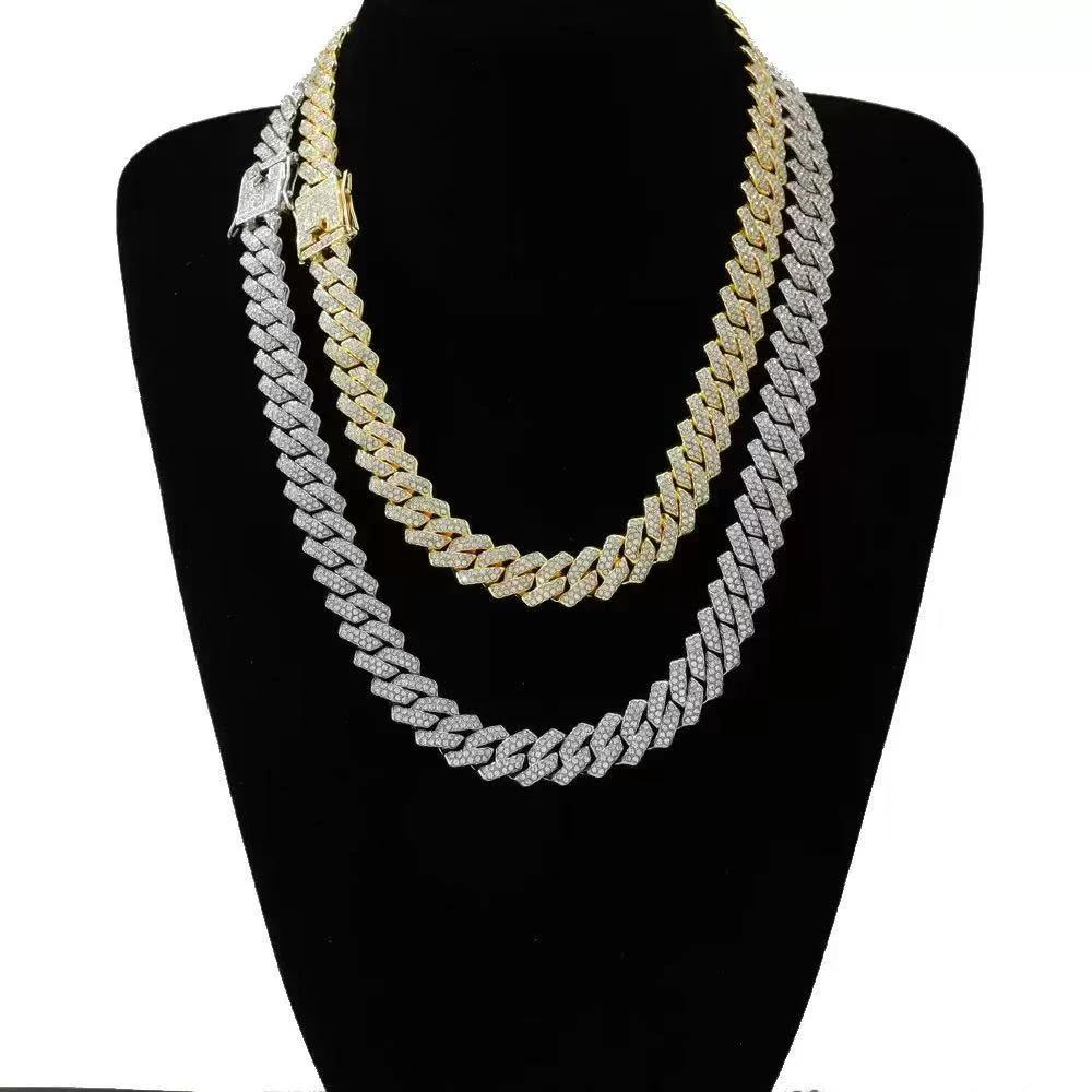 Collar de rombos con incrustaciones de diamantes de 14 mm para hombre