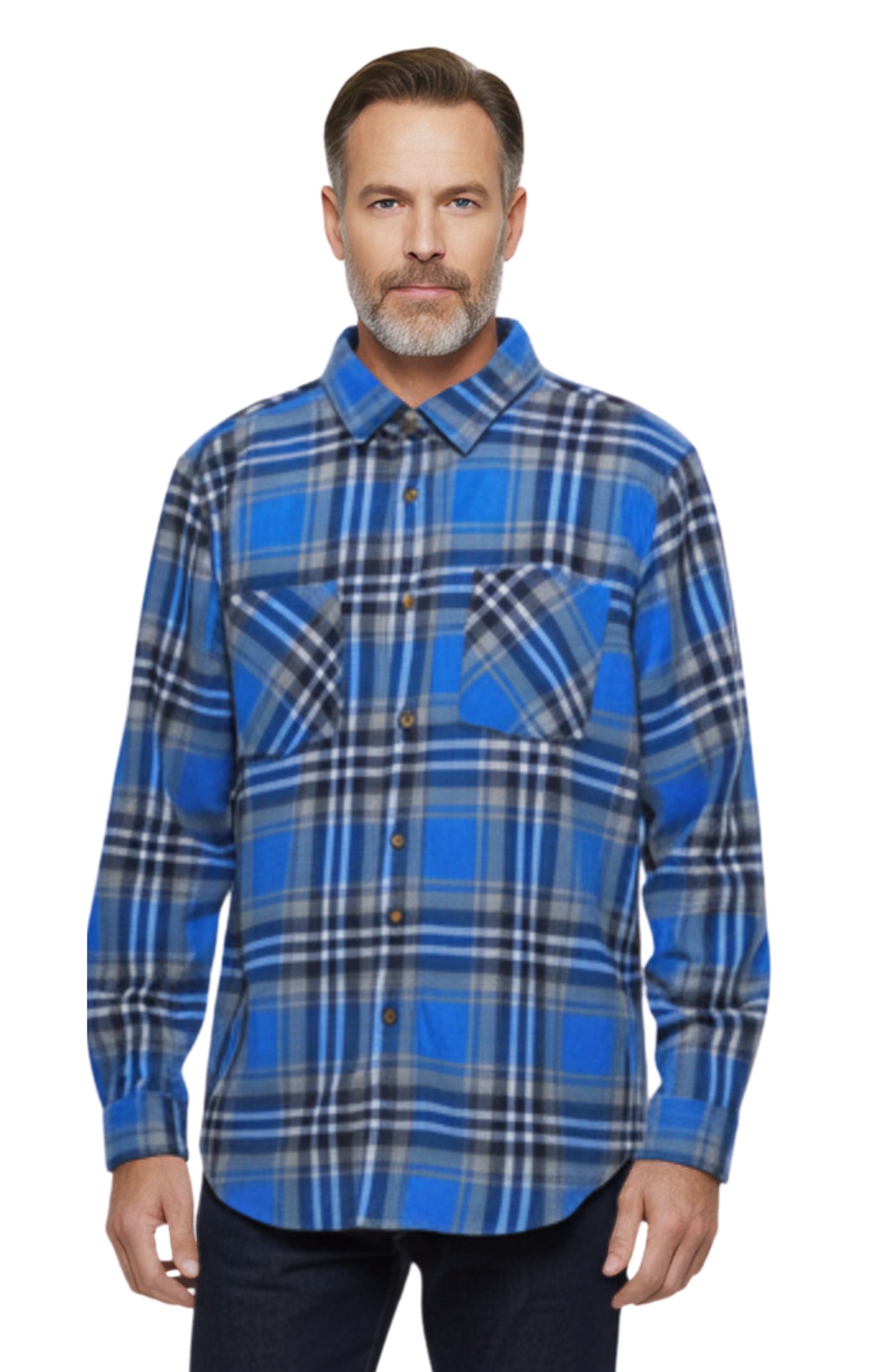 Men's Heathered Fleece Overshirt with Chest Pockets — Button Front