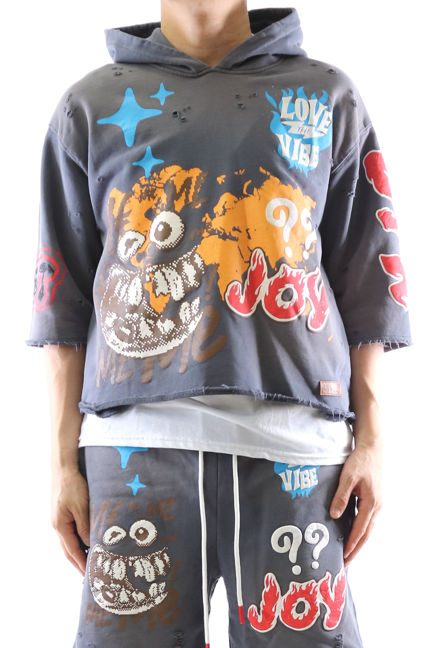 Sudadera con capucha y top corto de manga 3/4 de felpa francesa PORTER