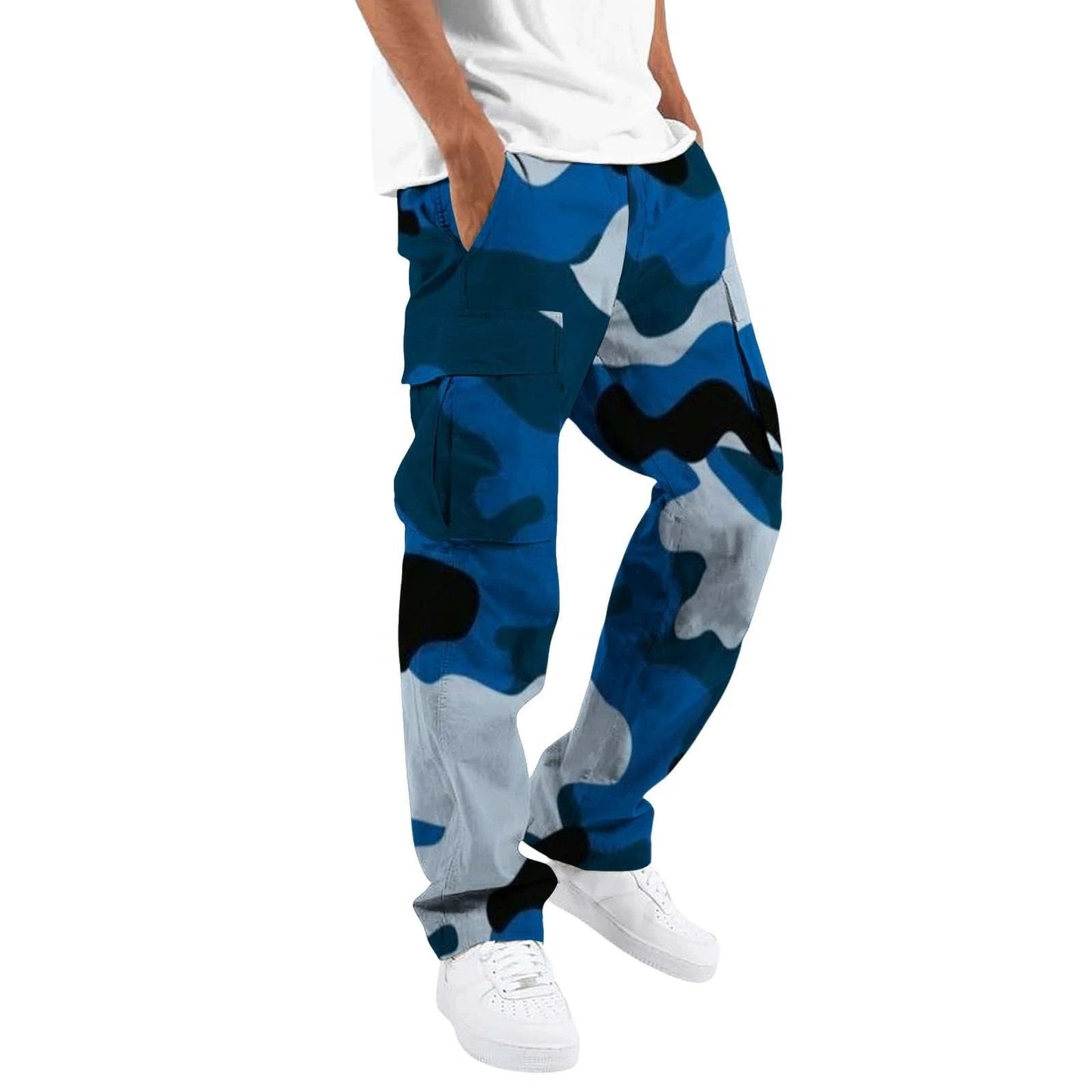 Monos de camuflaje de moda para hombre, estampados, para exteriores, rectos, con cuerda, ropa para hombre, pantalones casuales para hombre