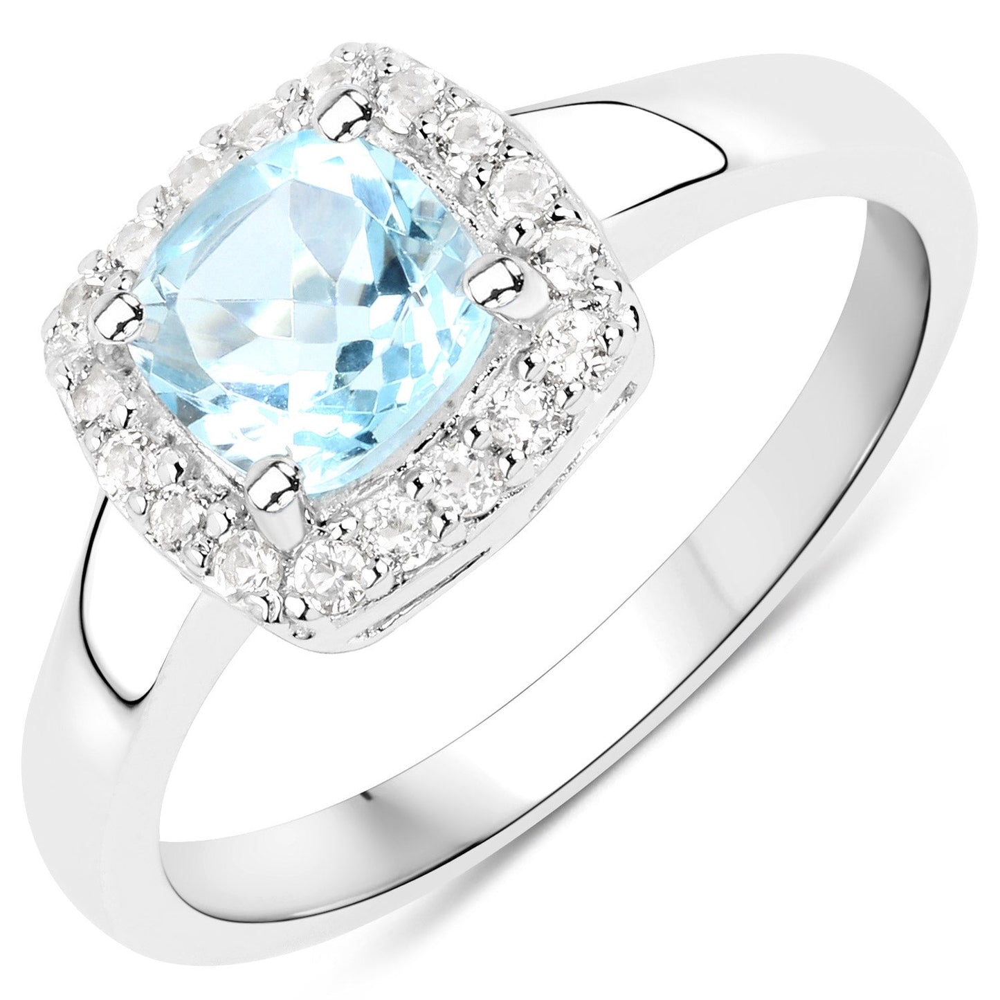Conjunto de joyas de 3 piezas de plata de ley .925 con topacio azul auténtico y topacio blanco de 4.62 quilates (anillo, pendientes y colgante con cadena)