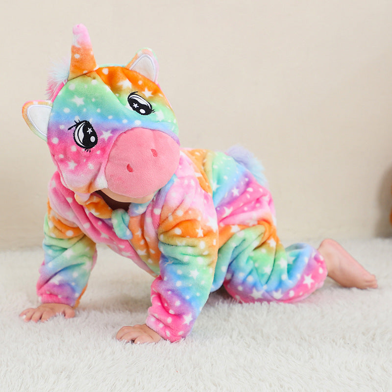 Mono de franela con diseño de animal para niños