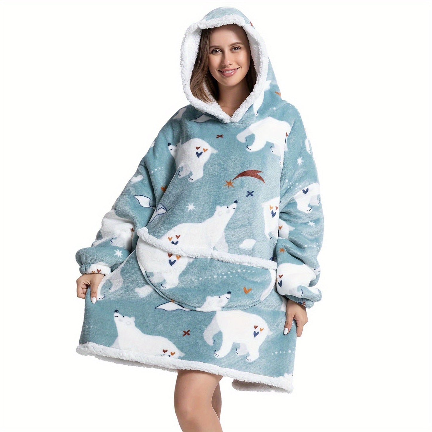 Manta extragrande con capucha, forro polar sherpa para mujer, ultrasuave y cálida, ideal como regalo.