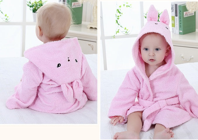 Toallas de baño para bebés con dibujos de animales, albornoces de algodón para niños, albornoces con capucha para bebés.