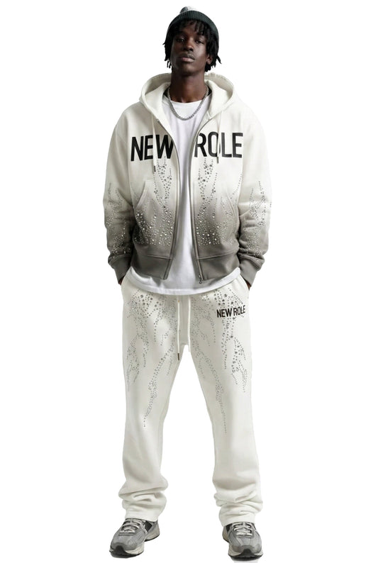 Sudadera corta con cremallera completa de felpa francesa y manga larga SMUDGE