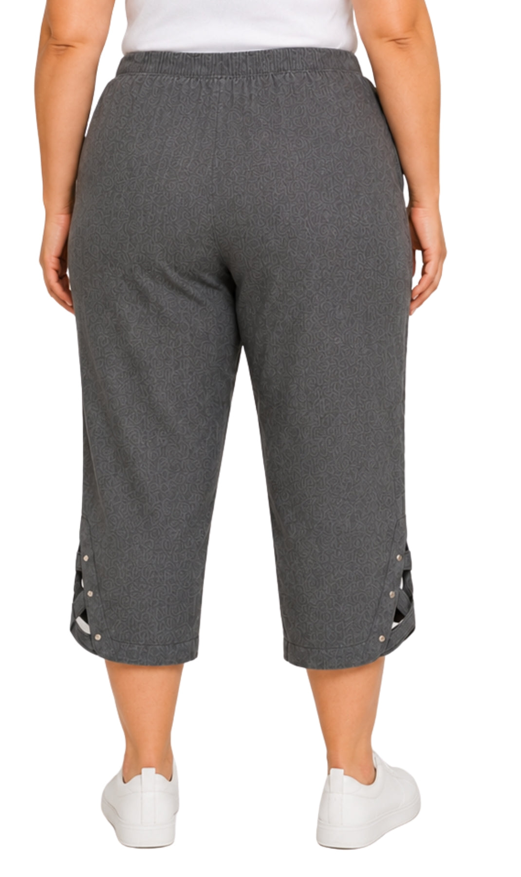 Women's Lightweight Capri Pants with Studded Hem Detail