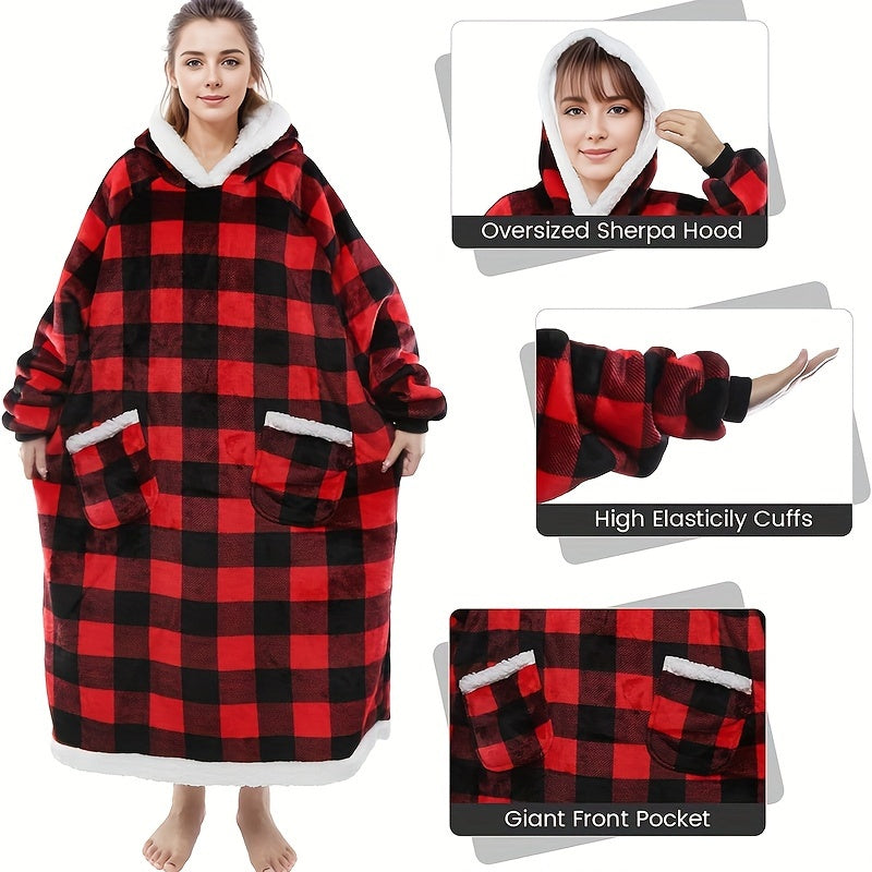 Manta con capucha supersuave y usable para mujer y hombre, sudadera sherpa extragrande con bolsillo, cálida y cómoda para adultos.