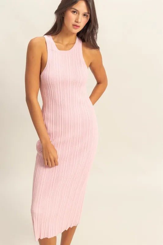 Vestido ajustado de punto acanalado con cuello redondo de HYFVE